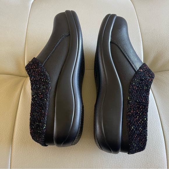 Alegria Kyah Black Leather Mule Knit Trim Comfort KYA-7630 Faux Fur Lining 35 - Picture 8 of 16